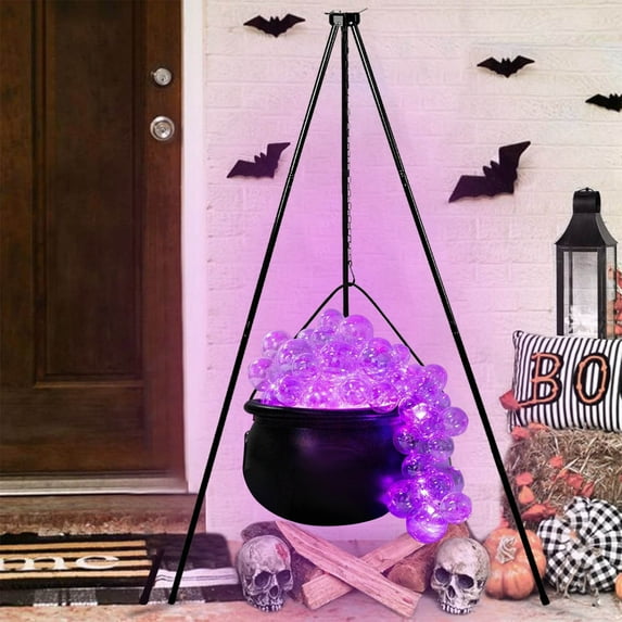 Halloween Decorations Outdoor,Halloween Clearance Sales! DIY Bubbling Cauldron Set,Black Plastic Bowl On Tripod With Timer Lights Party Decoration,Spooky Decor for Home Kitchen Room Party Table