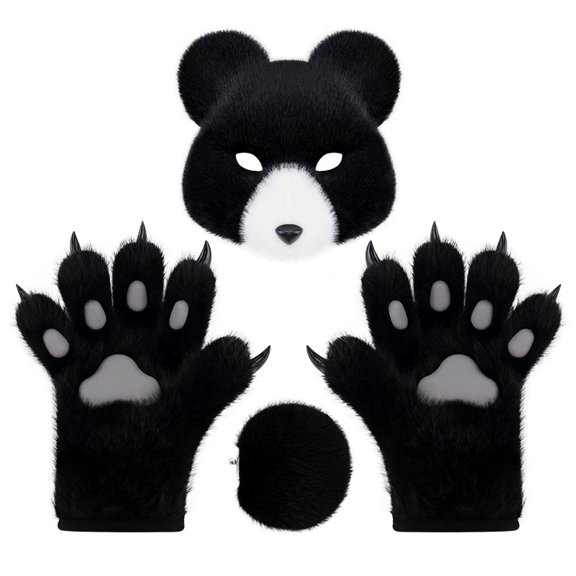 Halloween Decorations Outdoor Halloween Set for Bear with Realistic Bear Head Face Tail and Pins for Anime Conventions and Halloween Parties
