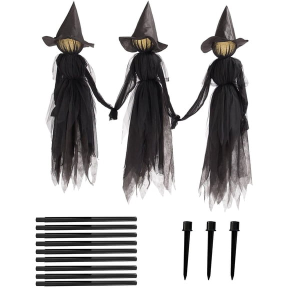 Halloween Decorations - Outdoor Halloween Witches Large Light Up Holding Hands Screaming Witches Sound,Outdoor Decorations for Home Outside Yard Lawn Garden Party Decoraciones