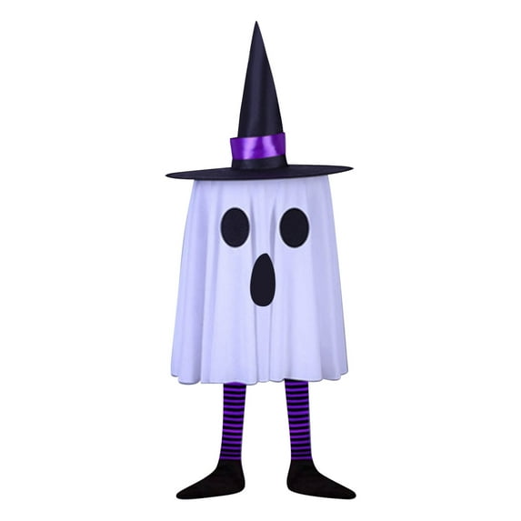 Halloween Decorations Outdoor,Hanging Ghost Halloween Decor with String Lights Battery Operated, Ghost Decor with with Hat for Home Yard Porch
