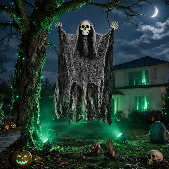 Halloween Decorations Outdoor Hanging Ghost Spooky Haunted House Decor Halloween Grim Reaper Skeleton Halloween Decor