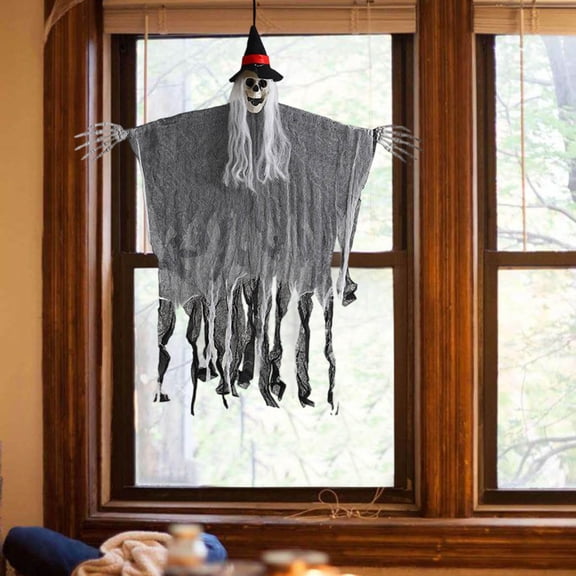 Halloween Decorations Outdoor - Hanging Skeleton Ghosts with Flowing Robes - Flying Figures for Haunted Yard Porch Party Decor - Scary Graveyard Props and Hanging Displays