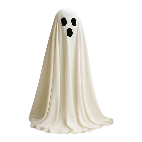 Halloween Decorations Outdoor, Large Lighted White Cloth Ghosts, Cute 3.94ft Ghosts with 30 LED String Lights, Light Up Holiday Party Home Porch Yard Decorations - Purple