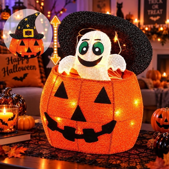 Halloween Decorations Outdoor, Lighted Pop-Up Ghost Gift Box
