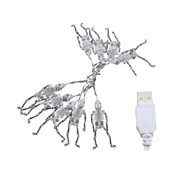 Halloween Decorations Outdoor Lights,10 LEDs Skeleton model Halloween Battery Operated String Lights ,Halloween Party Lights for Outside,House, Garden, Yard Decoration（USB Plug-in Model）