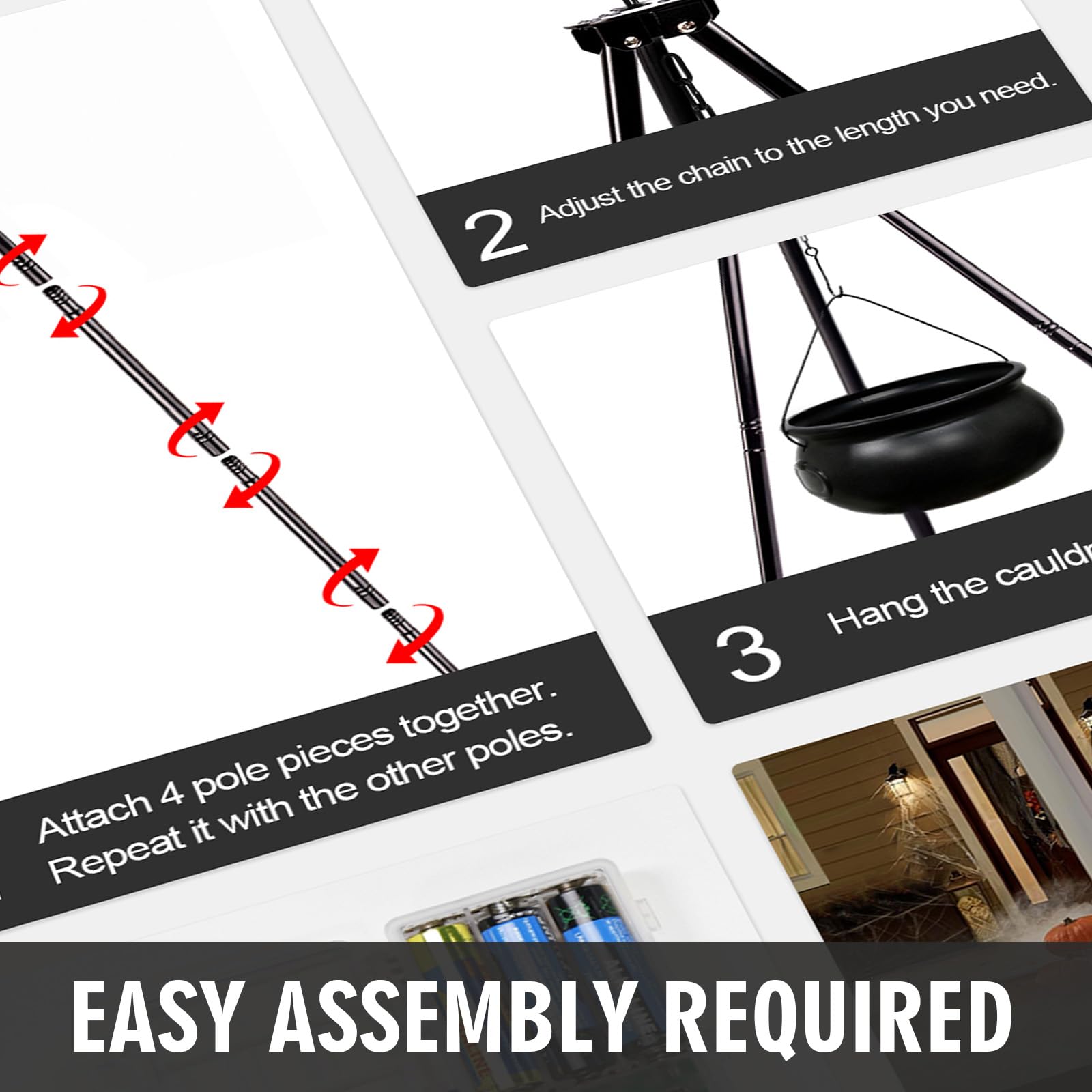 Halloween Hexenkessel Mit Nebel - Schwarzer Kessel Mit Schwebenden Flaschen