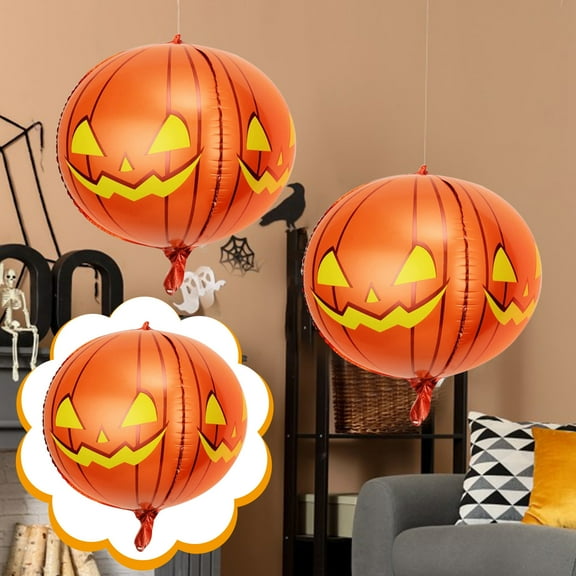Halloween Decorations Outdoor Pumpkin Balloons,Pack of 4 Large Pumpkin Foil Balloons 22 Inch,4d Mylar Pumpkin Balloons,Halloween Birthday Party Decorations,Halloween Party Supplies