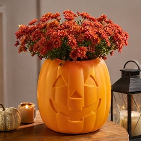 Halloween Decorations Outdoor, Pumpkin Shaped Resin Flower Pot, Halloween Thanksgiving Fall Planter for Indoor Outdoor Garden Decor Home Patio Table Centerpiece Planting