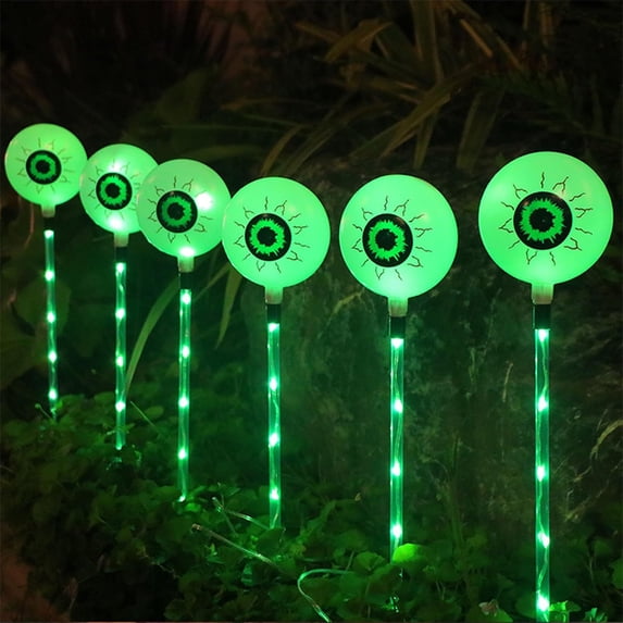 6 Pack Solar Halloween Lights,Eyeball Garden Stake Lights Outdoor Halloween Decorations,8 Modes Waterproof Pathway Lights for Yard Lawn Patio Walkway Party Decor (Green Eyeball)