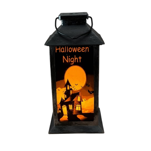 Halloween Decorations Outdoor Solar 9 X 4.5 Inch Hanging Halloween Lantern Spooky Haunted House Light for Porch Yard Garden Patio 1 Pack