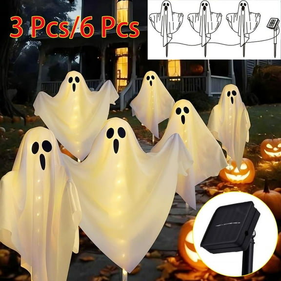 Halloween Decorations Outdoor Solar Ghost Garden Stake Lights Yard Party Decor