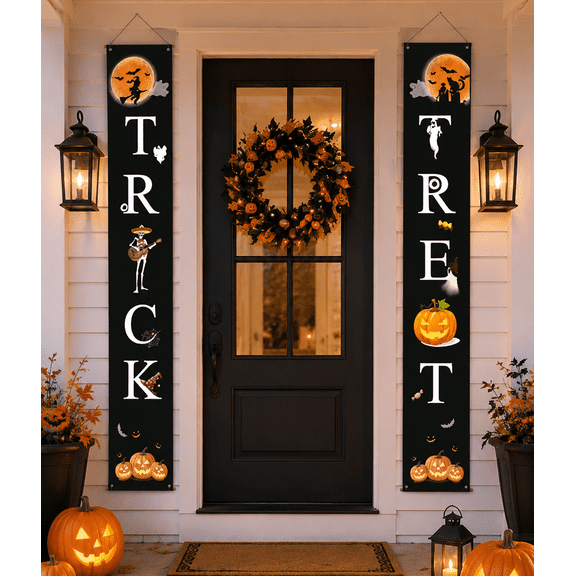Halloween Decorations Outdoor Trick or Treat Halloween Porch Sign Banners Witch Decor