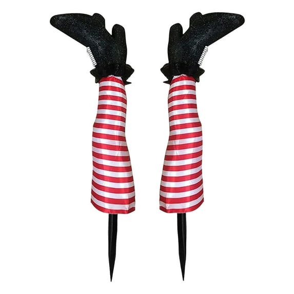 Halloween Decorations, Outdoor Yard Stakes, Realistic Witch Leg Halloween Garden Decor, Waterproof Foam and Polyester Material, 17 Inch Durable Spooky Holiday Props, Easy to Install