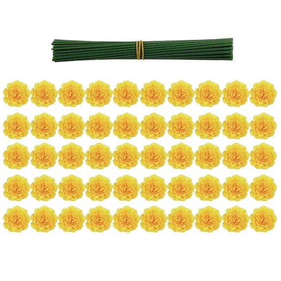 Halloween Decorations Outdoor Yellow Marigold Flowers with Stems for Dia de Los Muertos Fall Decorations for Home DIY Floral Garland Halloween Party Decorations Faux Silk Flowers