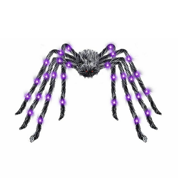 Halloween Decorations Outside Giant Spider - Outdoor Halloween Decor Lighted Spider 79IN,Light Up Spider with LED Lights,Ground Stakes,for Front Yard Porch Gardens Lawns Party(1PC)