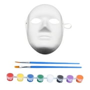 Halloween Decorations for Party,DIY White Mask Painting Kit for Kids and Adults, Includes 8 Acrylic Paints, 2 Brushes, Creative Art Craft Set for Parties and Home Decoration