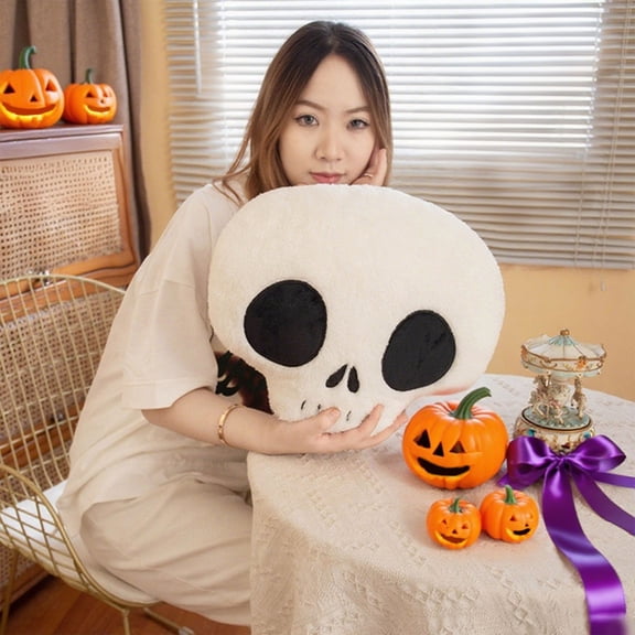 Halloween Decorations Plush Throw Pillows: Skeleton Throw Pillow, Stuffed Skull Human Skeleton Cushion Halloween Decorations Indoor for Kids Home Sofa Bed Office Couch Living Room