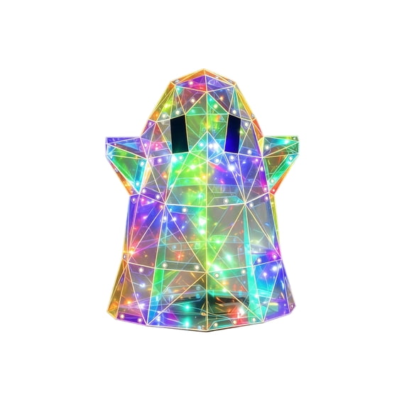 Halloween Decorations Prismatic Iridescent Ghost Light, USB  LED Ghost Figurine with Geometric Design, Glowing Tabletop Decor for Living Room, Garden, Kitchen Decor(6.57")