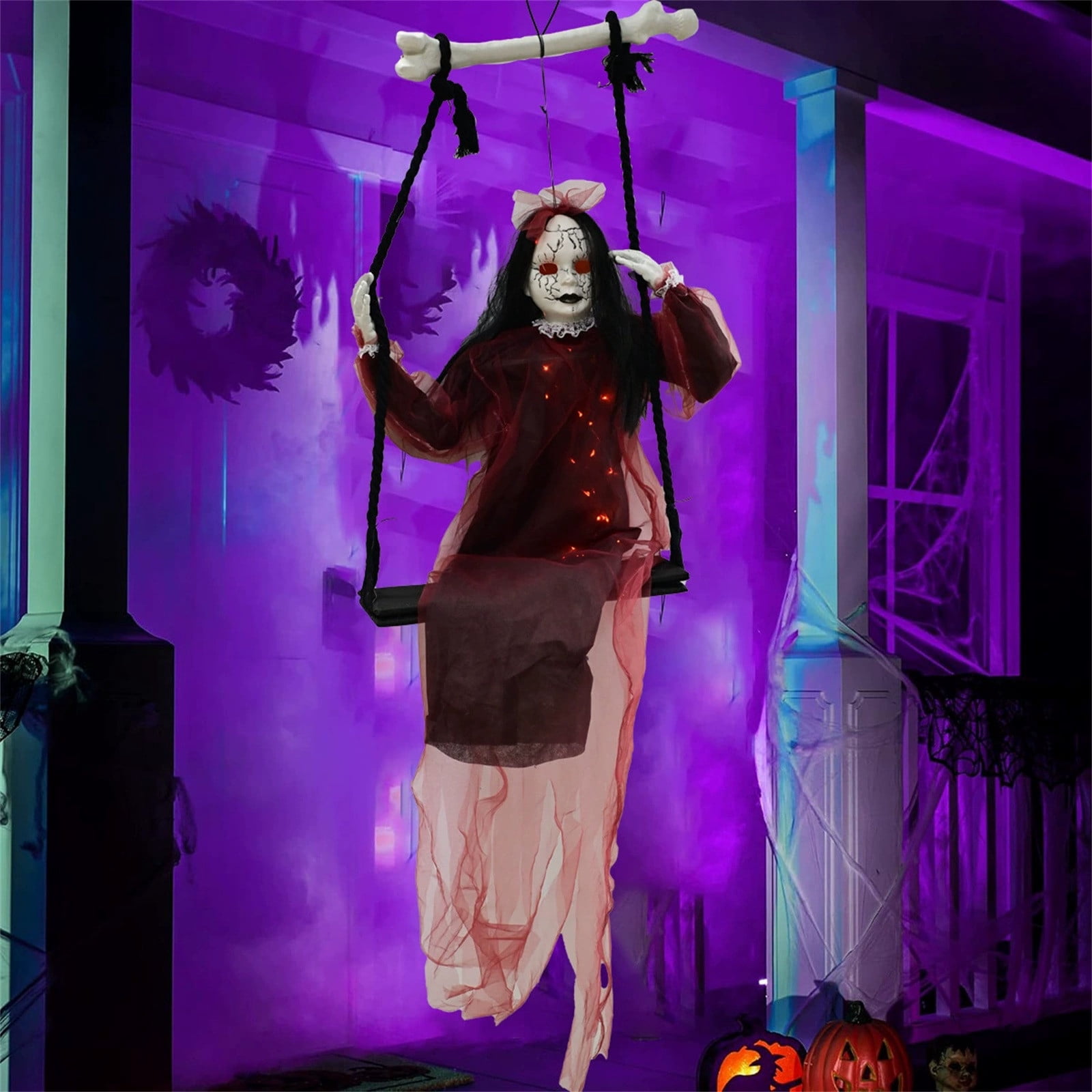Halloween Decorations Props Hanging Swinging Girl with Creepy