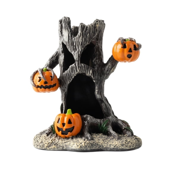 Halloween Decorations-Pumpkin Ghost Halloween Village Scene Decor,Spooky Dead Tree Stump Resin Figurine,Haunted Tree Desktop Ornaments for Fall Tiered Tray Party Landscape Layout