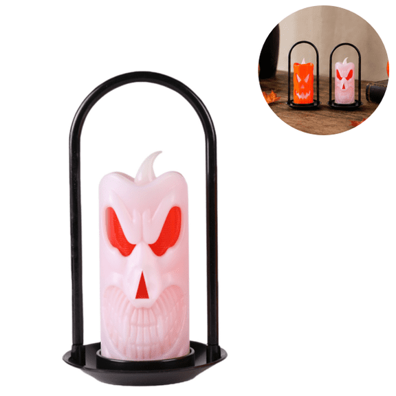 Halloween Decorations, Pumpkin Lantern, Halloween Decor Indoor, Plastic Jack O Lantern Pumpkins, White Handheld Led Skull Pumpkin Flameless Candle Lamp (White)