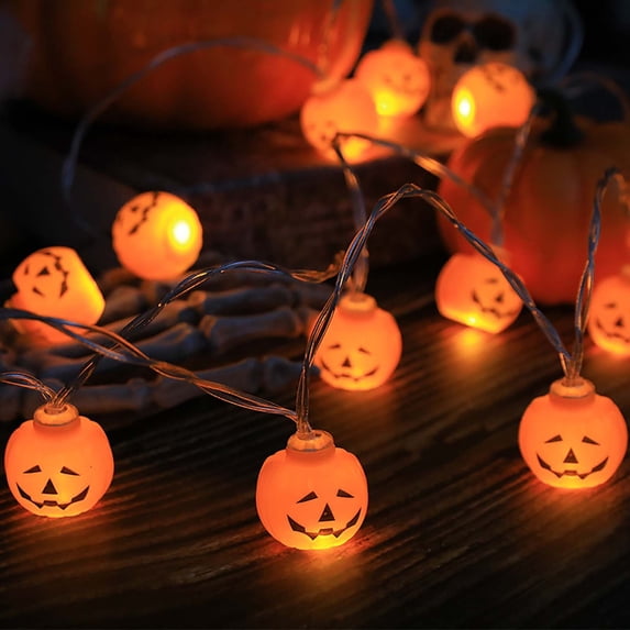 Halloween Decorations Pumpkin String Lights, 10 LED 4.9 FT Orange Lantern Pumpkin String Lights Plug in Decorative Twinkle Lights for Indoor Outdoor Bedroom Party Decor Halloween Home Decor