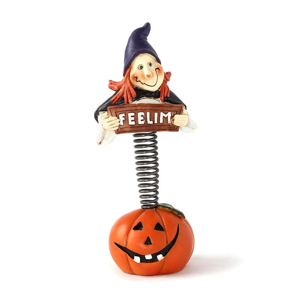 Halloween Decorations Pumpkin Witch Statue Figurines Decor - Witch on Spring Pumpkin Statue Figurines Halloween Pumpkin Witch Collectible Figurine Statue Decor for Home Garden Party Yard Lawn