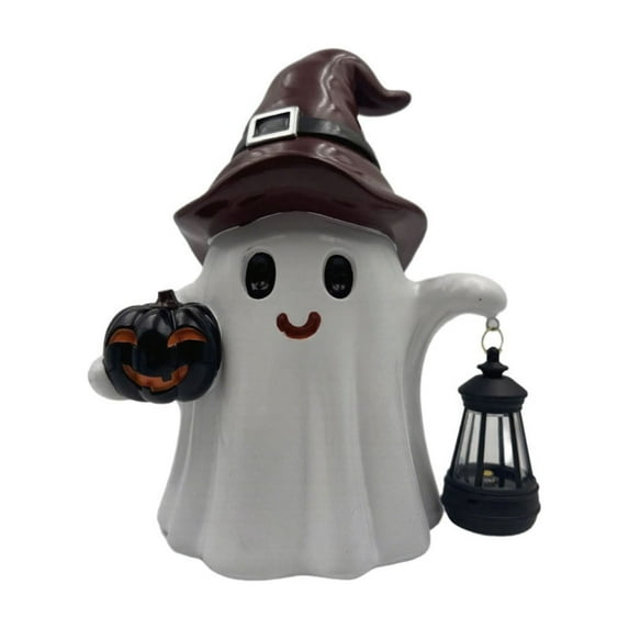 Halloween Decorations, Resin Ghosts with a Lantern, Solar Cute Spooky Halloween Ghost Figurines for Mantel Shelf Table Garden Decor