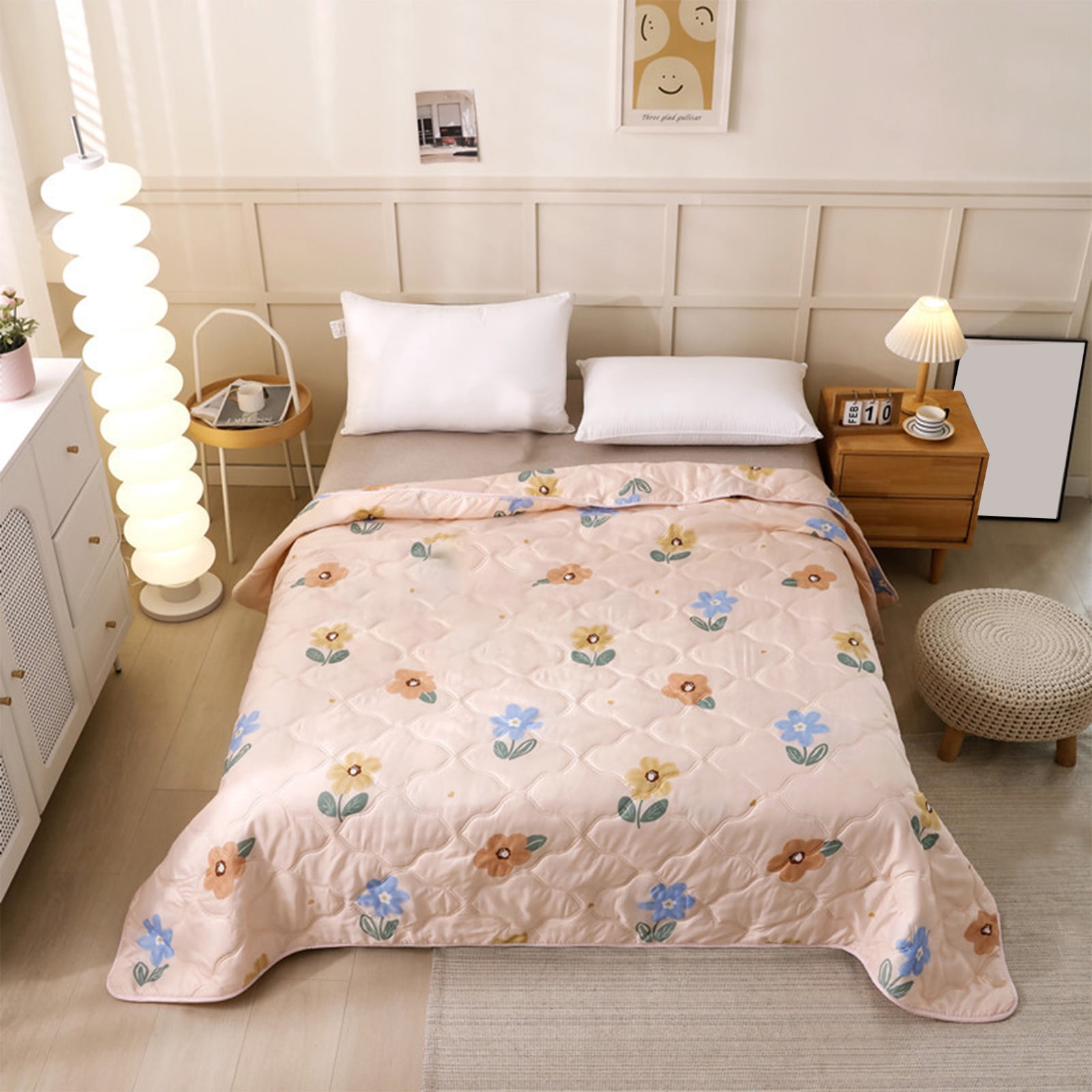 Christmas Decorations Holiday Deals 2024! Soft Lightweight Quilt Oversized, Large Bed Blanket, Friendly Plain Printed Washed Summer Quilt Ventilation Quilt