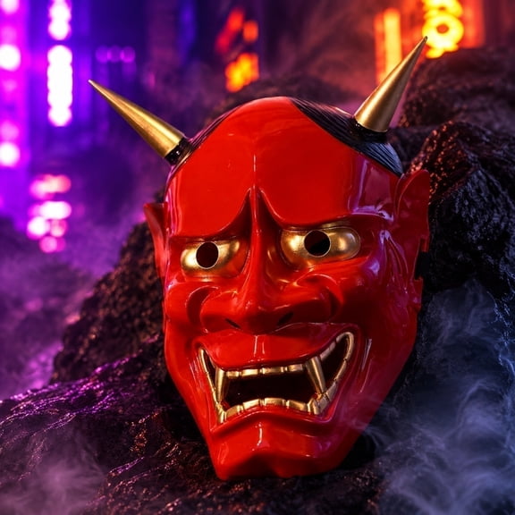 Halloween Decorations Saving! Red Demon Mask, Horror Devil Mask For Halloween Party, Traditional Mask, Halloween Decor Prop
