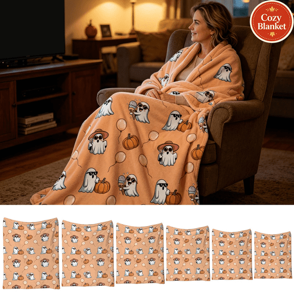 Halloween Decorations Savings, Halloween Flannel Throw Blanket, 51.18x59.05in, Soft Festive Printed Decorative Blanket Indoor Home Decor for Halloween Thanksgiving Autumn Harvest Holiday