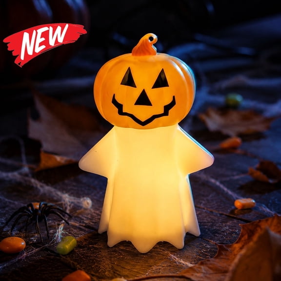 Halloween Decorations Savings, Halloween Light-Up Pumpkin Figurine, Spooky Halloween Home Decor Glow in Dark Halloween Figurine for Window Display, Mixed Material Single Piece with Classic Color