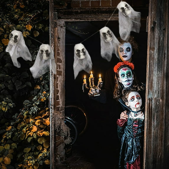 Halloween Decorations Halloween Outdoor Decorations Halloween Hanging Ghost Horror Hanging Skeleton White Gauze Thicky Hanging Halloween Props Yard