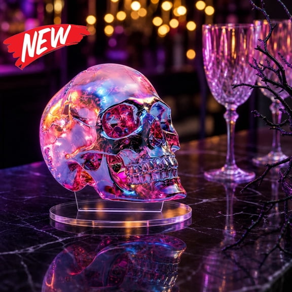 Halloween Decorations Savings, Halloween Skull Figurine Acrylic Tabletop Ornament Cute Spooky Collectible for Indoor Tabletop Display, Skull Skeleton Decor for Home Shelf
