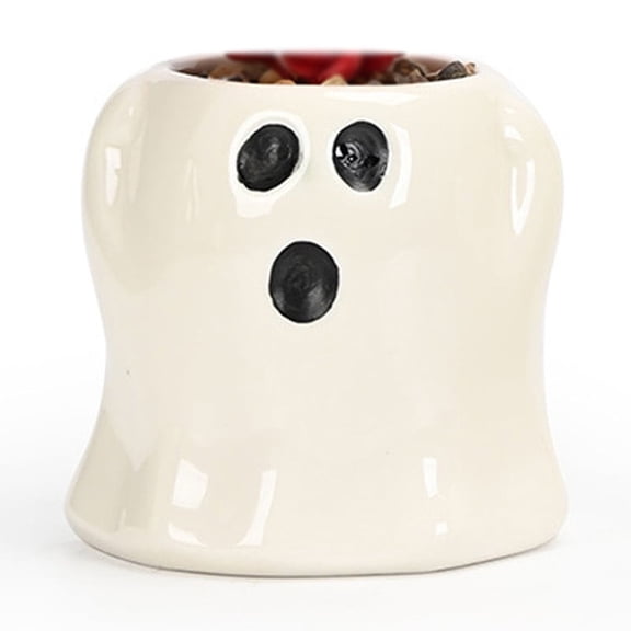 Halloween Decorations Ornament Ceramic Planter Pot, Ghost-Themed Succulent Pot, Cute Halloween Desk Decor, Small Plant Pot for Halloween Decorations, Indoor Decoration (No Plants)