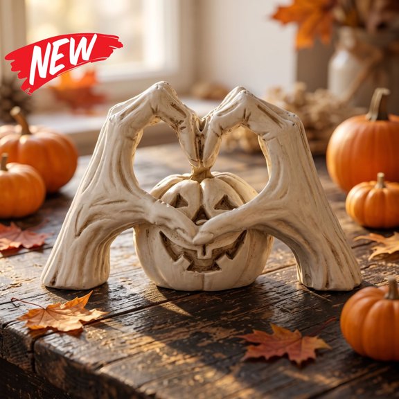 Halloween Decorations Savings, Tarmeek Pumpkin Heart Ornament, Halloween Decoration Resin Statue for Fall Holiday Decor, Compact Tabletop Yard Ornament Multicolor Festive Indoor/Outdoor Display