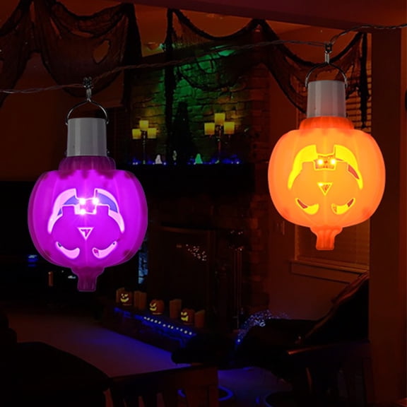 Halloween Decorations Savings, USB Rechargeable Pumpkin Projection Lamp, Halloween Decor with Purple Yellow Plastic Pumpkin Lamp, LED Decoration Projection Light for Halloween Decorations Indoor