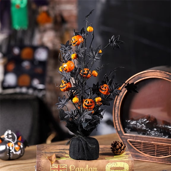 Halloween Decorations - Scary Black Maple Leaf Tree Decor, Gothic 3D Artificial Tree (Resin/Plastic/Silk), Halloween House Party Decorations, Bendable Adjustable Branches, Fade-Resistant Material