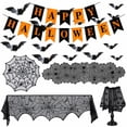 thumbnail image 1 of Halloween Decorations Set Halloween Party Decor Supplies - Round Tablecloth, Table Runner, Fireplace Mantel Scarf, Lamp Shade Cover, Banner, 3D Bat, 1 of 7