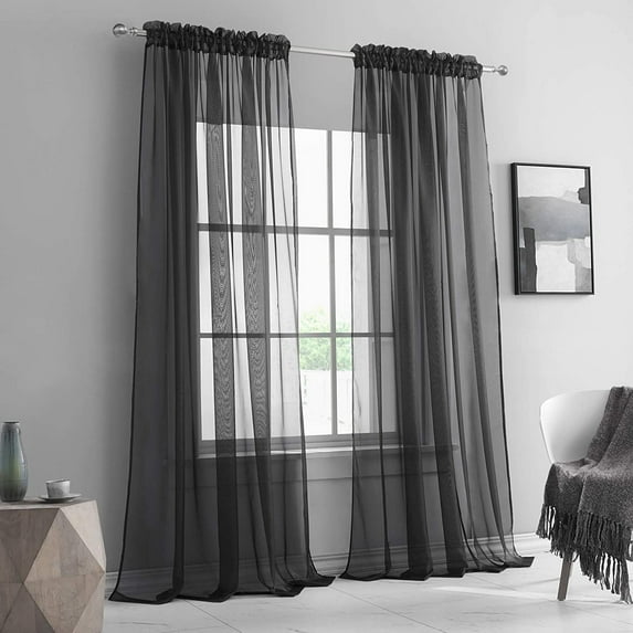 Halloween Decorations Sheer Curtains 106 Inches Long Bedroom Light Filtering Sheer Voile Rod Pocket Drapes Panels for Living Room 2 Pieces Each is 55x106 Inches