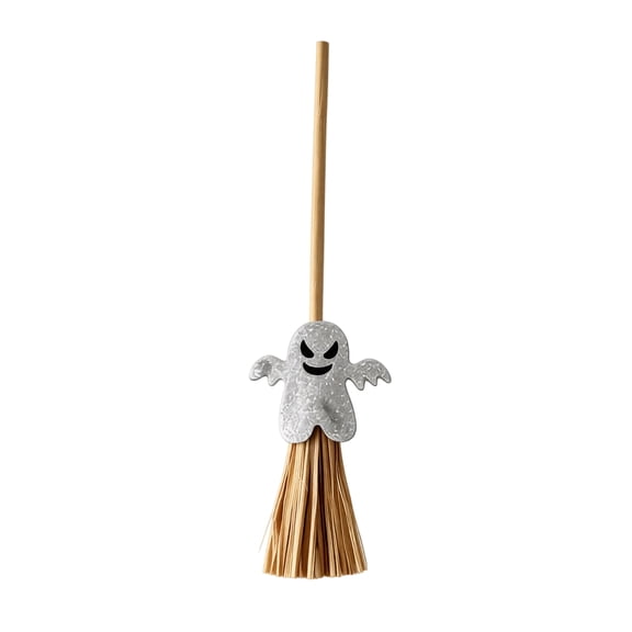 Halloween Decorations Silver Ghost Broom Style 8 Inch 1 Pack for Indoor Home Party and Yard Display