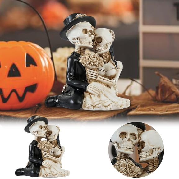 Halloween Decorations Skeleton Bride And Groom Statue 10 Inch Resin Collectible Dancing Skeleton Statue For Day Of The Dead Halloween Wedding Mexican Gothic Cemetery Shelf Tabletop Utility