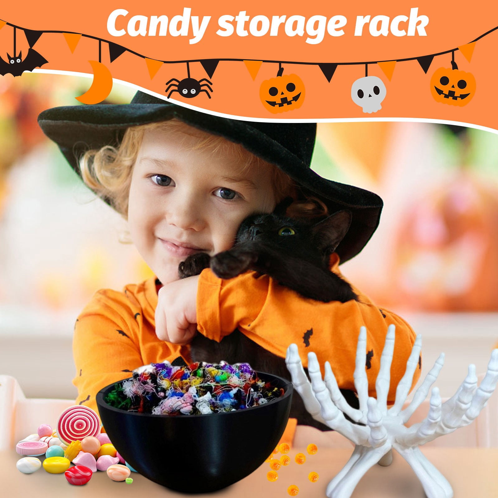 Halloween Decorations Skeleton Hand Bowl Stand - Gothic Halloween Candy ...