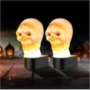 Halloween Decorations Skull Night Light, LED Plug in Night Light with Automatic and Manual Switch, Halloween Decor for Bedroom Kitchen Bathroom Hallway2 Pack