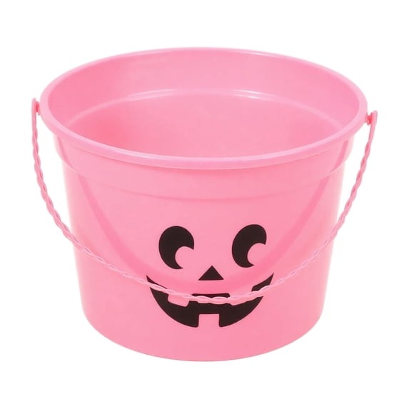 Halloween Decorations Smile Face Plastic Candy Bucket with Handle for Trick or Treat Party Favors Snack Storage Daily Home Decor and Kids Activity