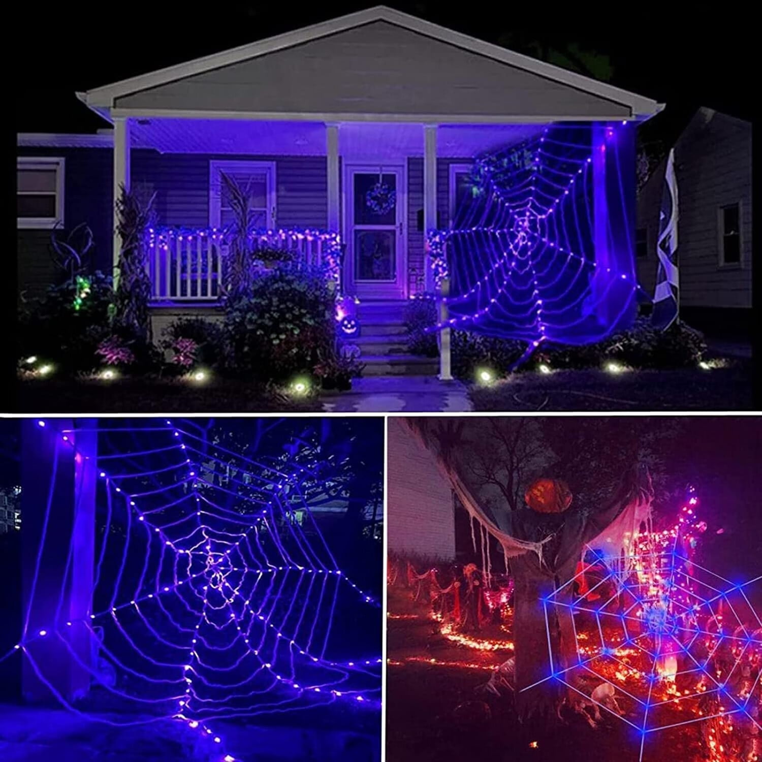 Halloween Decorations Spider-Web Lights 12FT Spider-Web with ...