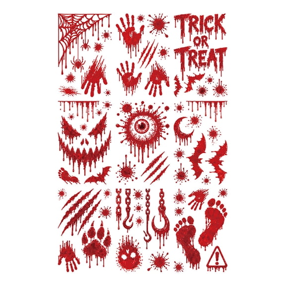Halloween Decorations Spooky Blood Print Window Clings for Haunted House Party Decor Pvc 1 Pack