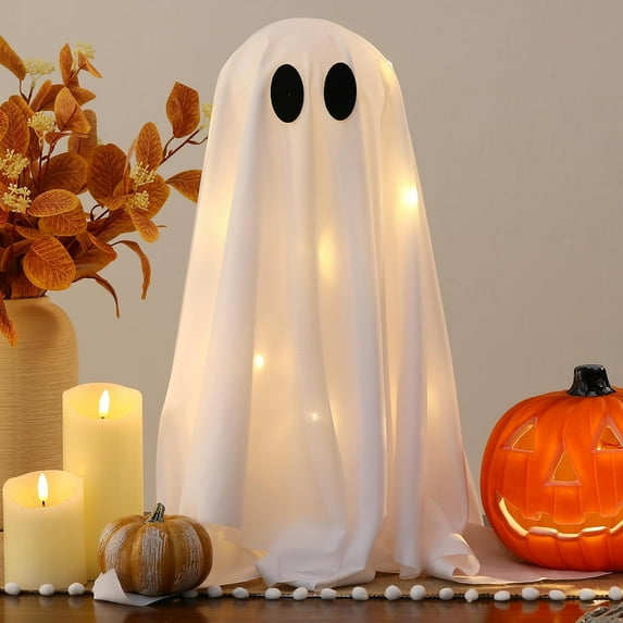 Halloween Decorations -Spooky Ghosts with String Lights-Scary Ghost for Halloween Decor Indoor Party Home Table Room Kitchen and Fireplace Decor Ornament