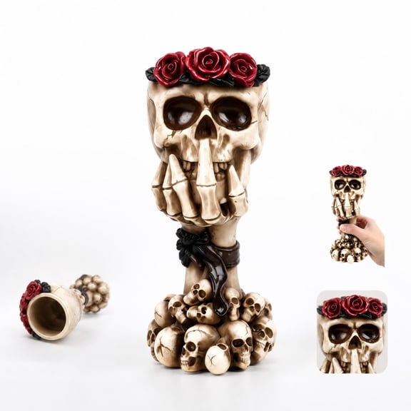 Halloween Decorations, Spooky Halloween Decorations Small Skull Vase, Gothic Room Decor Desktop Statue, Halloween Table Decorations Accent, 8X4X3.5 Inch See No Evil Hear No Evil