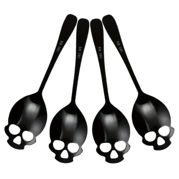 Halloween Decorations, Stainless Steel Tea Spoons Coffee Stirring Slotted Metal Spoon Set 4 Pc
